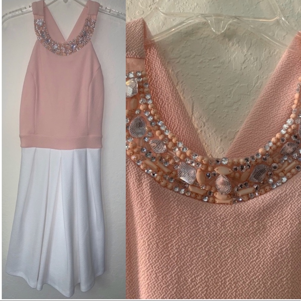 Francesca’s pink and white sleeveless dress